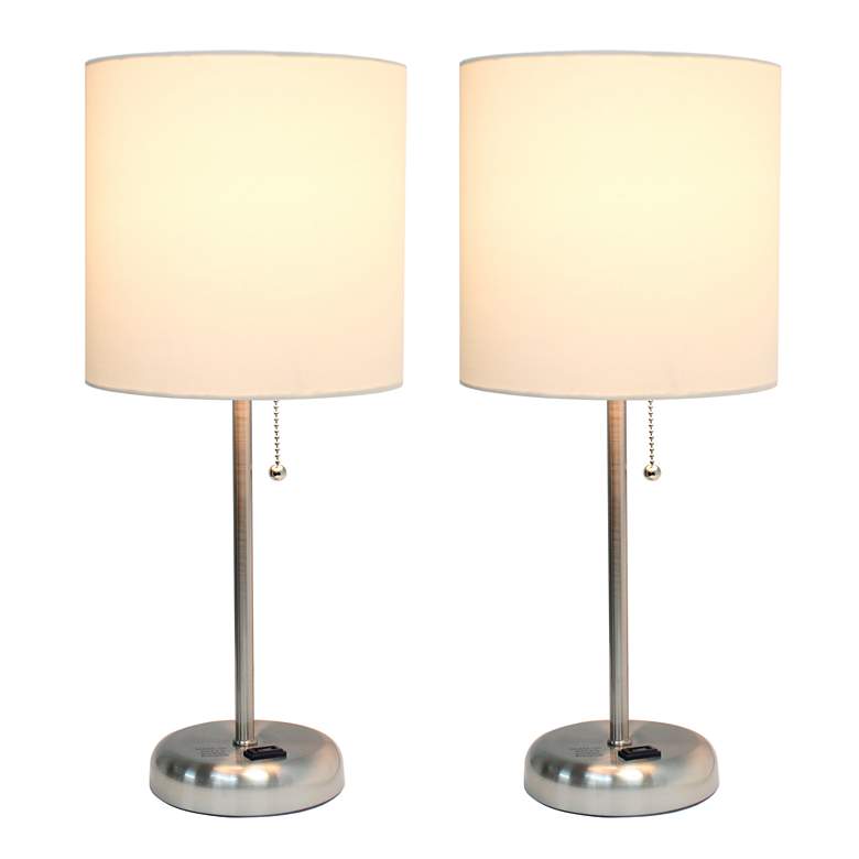 Image 2 LimeLights 19 1/2" High White Shade Charge Outlet Table Lamps Set of 2 more views