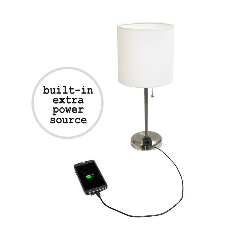 Image 3 LimeLights 19 1/2" High White Shade Charge Outlet Table Lamps Set of 2 more views