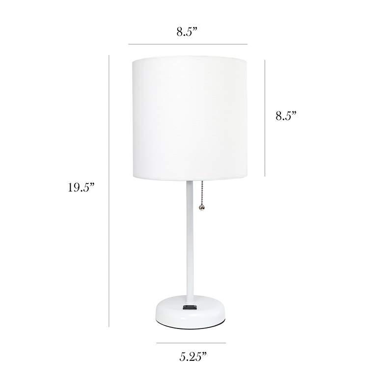 LimeLights 19 1/2&quot; High White Stick Accent Table Lamp with Outlet more views