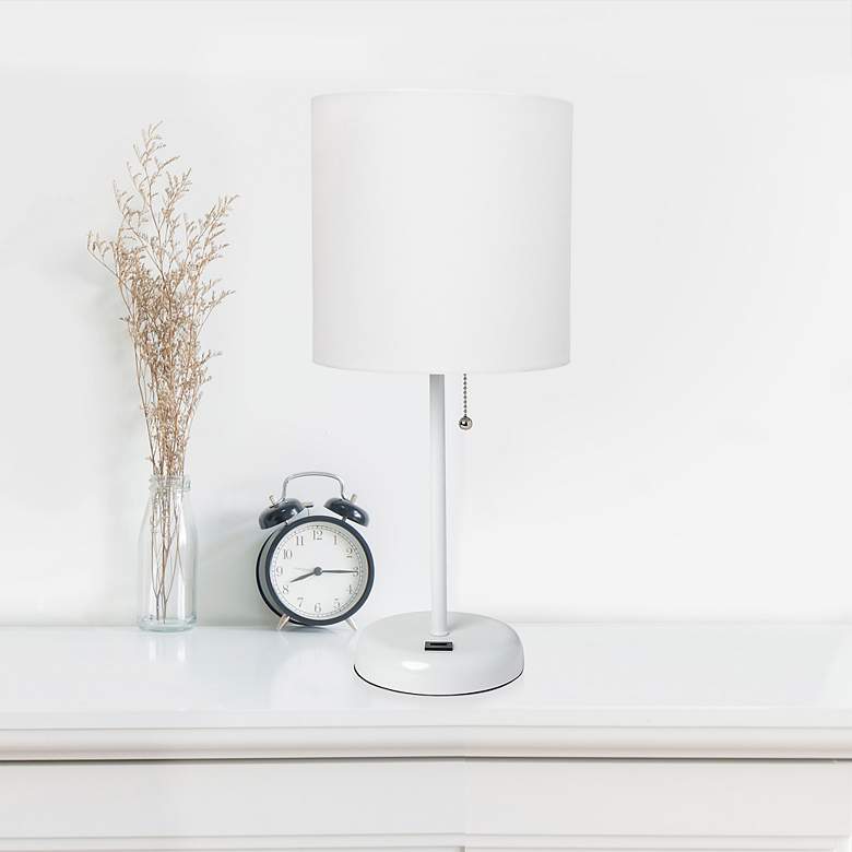 Image 1 LimeLights 19 1/2 inch High White Stick Accent Table Lamp with USB Port