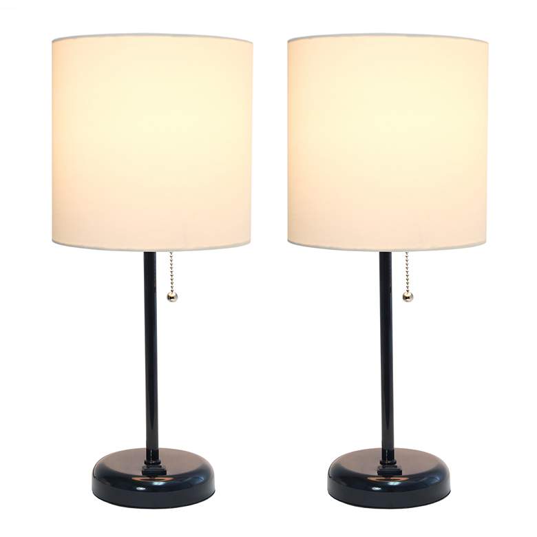 Image 2 LimeLights 19 1/2 inch Power Outlet Modern Black Table Lamps Set of 2 more views