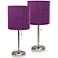 LimeLights 19 1/2" Steel and Purple Shade USB Accent Lamps Set of 2