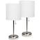 LimeLights 19 1/2" Steel and White Shade USB Accent Lamps Set of 2
