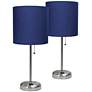 LimeLights 19 1/2" Steel Navy Accent Table Lamps Set of 2