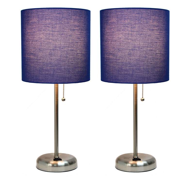 LimeLights 19 1/2&quot; Steel Navy Accent Table Lamps Set of 2 more views
