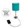 LimeLights 19 1/2" Teal Green Power Outlet Table Lamps Set of 2
