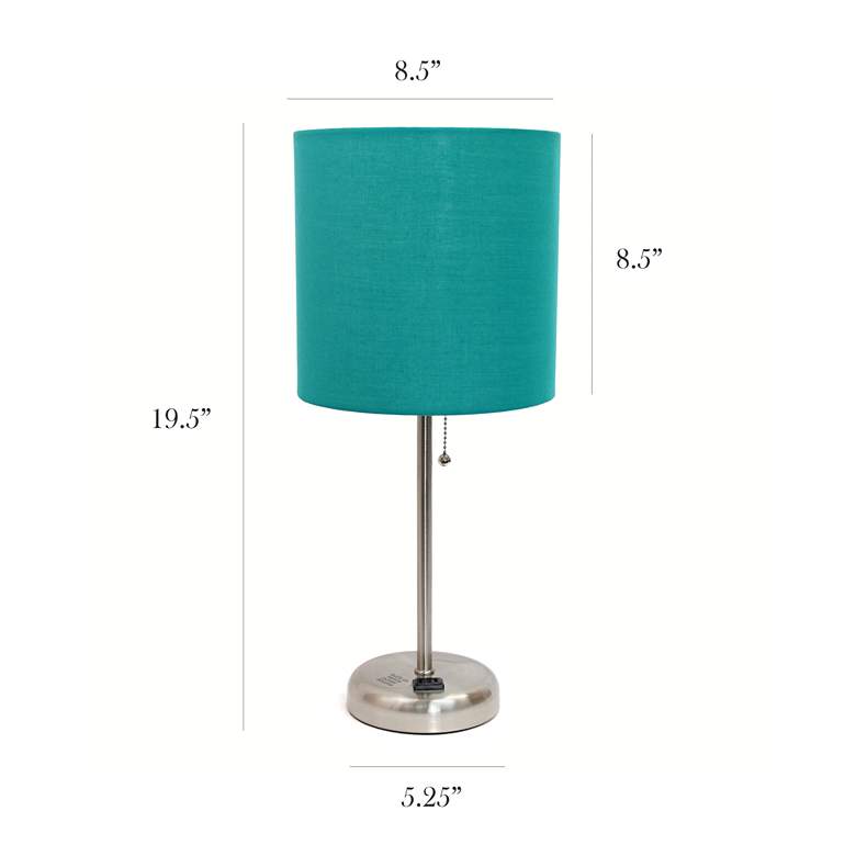 Image 4 LimeLights 19 1/2 inch Teal Green Power Outlet Table Lamps Set of 2 more views