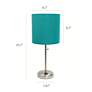 LimeLights 19 1/2" Teal Green Power Outlet Table Lamps Set of 2