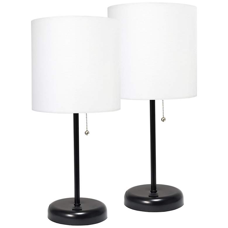 Image 1 LimeLights 19 1/2"H Black White Shade Accent Lamps Set of 2