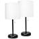 LimeLights 19 1/2"H Black White Shade Accent Lamps Set of 2