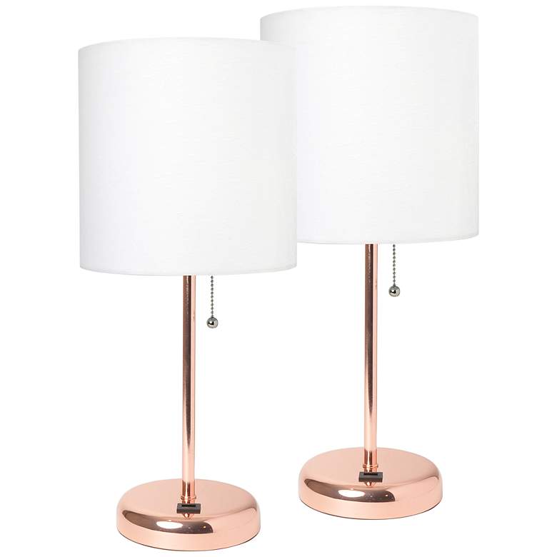 Image 1 LimeLights 19 1/2 inchH Gold White Shade Accent Lamps Set of 2
