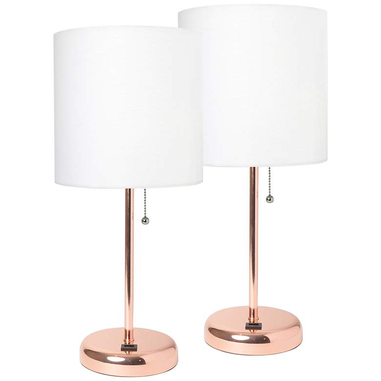 Image 1 LimeLights 19 1/2"H Gold White Shade Accent Lamps Set of 2