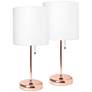 LimeLights 19 1/2"H Gold White Shade Accent Lamps Set of 2