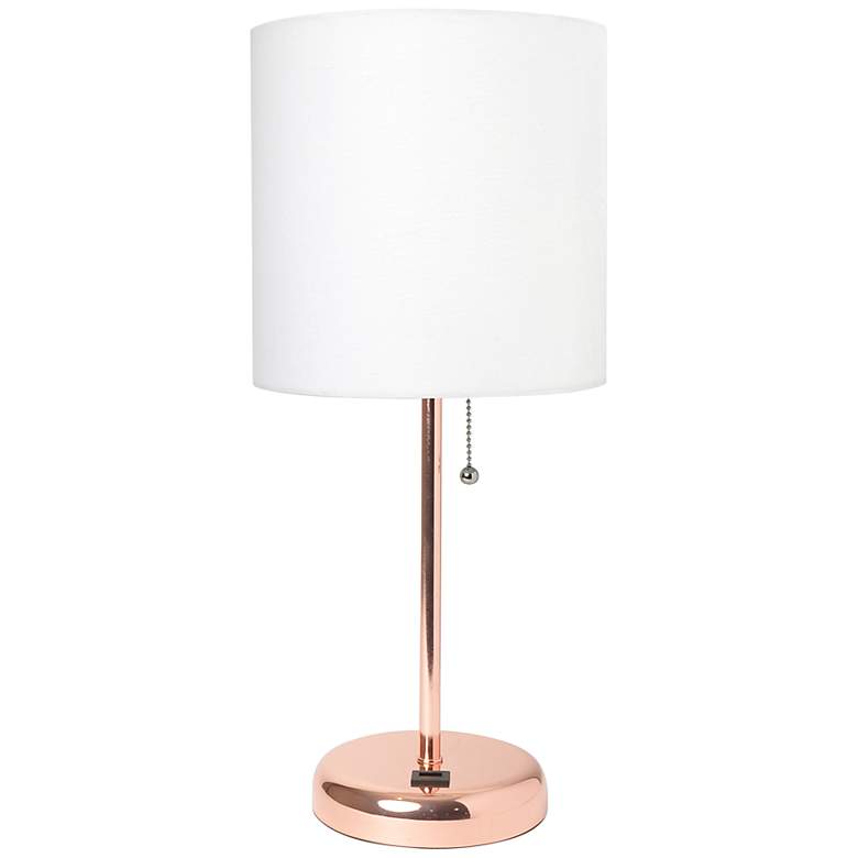 Image 2 LimeLights 19 1/2 inchH Rose Gold Stick Accent Table Lamp with USB Port