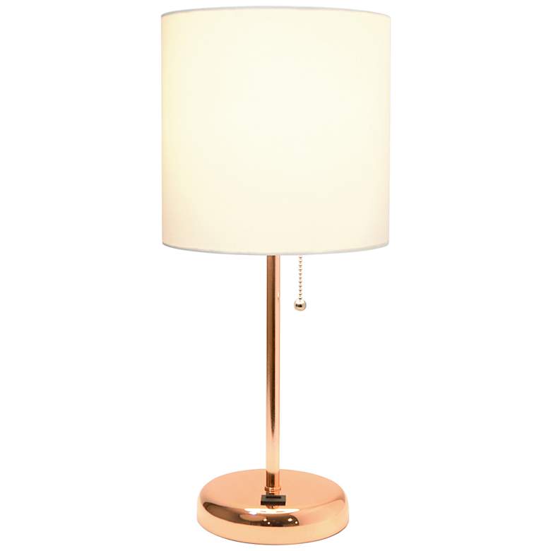 Image 7 LimeLights 19 1/2 inchH Rose Gold Stick Accent Table Lamp with USB Port more views
