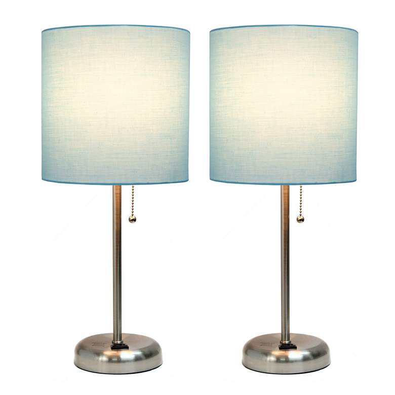 Image 2 LimeLights 19 1/2"H Steel Aqua Accent Table Lamps Set of 2 more views