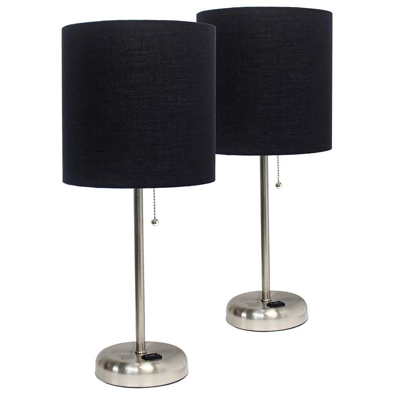 Image 1 LimeLights 19 1/2 inchH Steel Black Accent Table Lamps Set of 2
