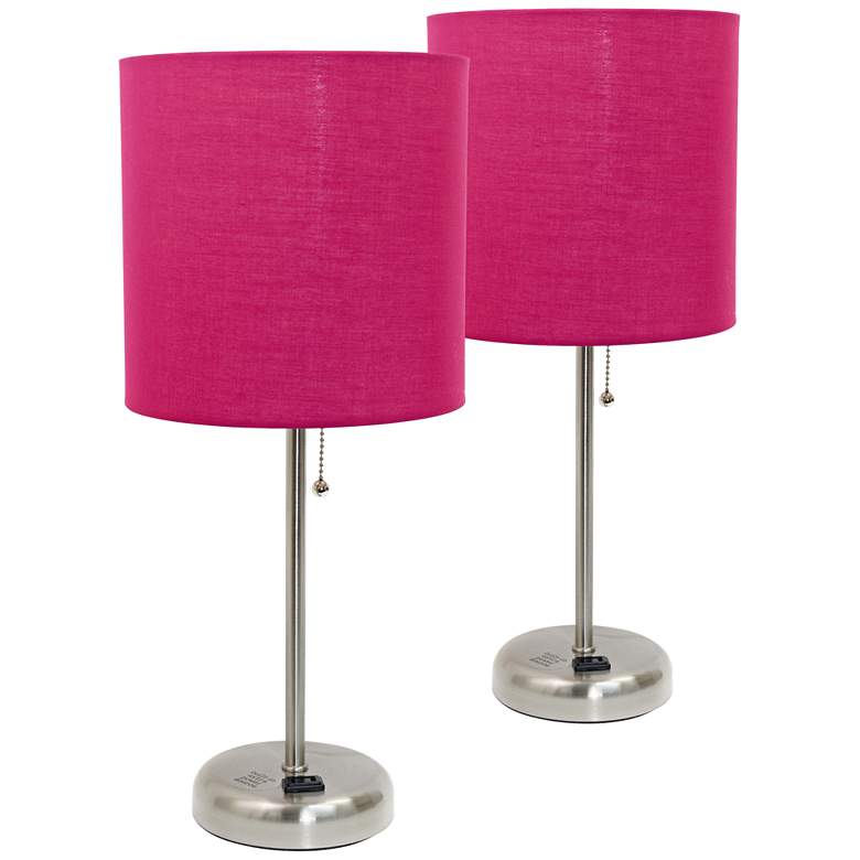 LimeLights 19 1/2&quot;H Steel Pink Accent Table Lamps Set of 2