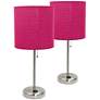 LimeLights 19 1/2"H Steel Pink Accent Table Lamps Set of 2