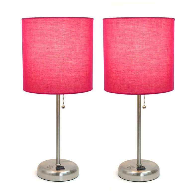 LimeLights 19 1/2&quot;H Steel Pink Accent Table Lamps Set of 2 more views