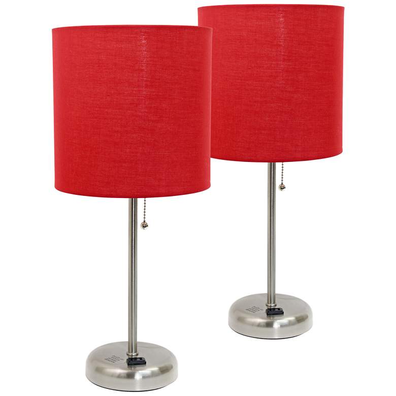 Image 1 LimeLights 19 1/2"H Steel Red Accent Table Lamps Set of 2