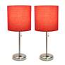 LimeLights 19 1/2"H Steel Red Accent Table Lamps Set of 2