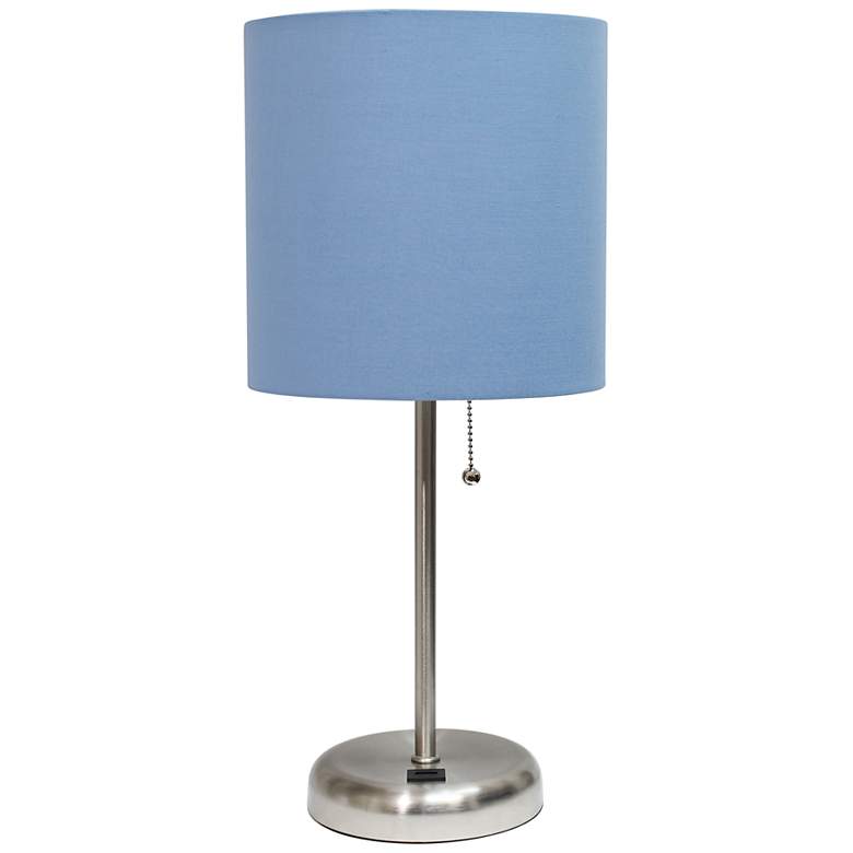Image 2 LimeLights 19 1/2"H Stick Accent Table Lamp w/ Blue Shade and USB Port