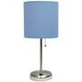 LimeLights 19 1/2"H Stick Accent Table Lamp w/ Blue Shade and USB Port