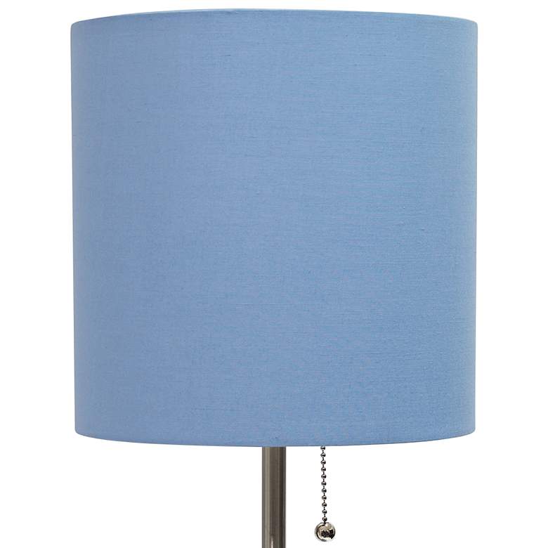 Image 3 LimeLights 19 1/2"H Stick Accent Table Lamp w/ Blue Shade and USB Port more views