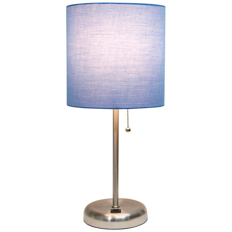 Image 7 LimeLights 19 1/2"H Stick Accent Table Lamp w/ Blue Shade and USB Port more views