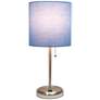 LimeLights 19 1/2"H Stick Accent Table Lamp w/ Blue Shade and USB Port