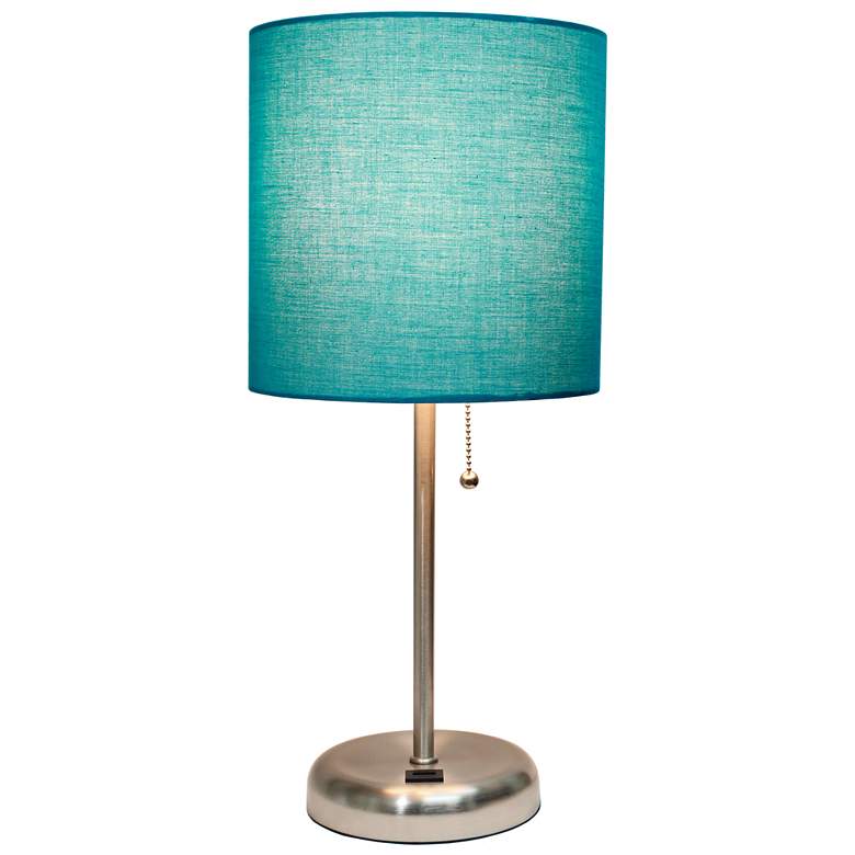 Image 4 LimeLights 19 1/2"H Stick Accent Table Lamp w/ Teal Shade and USB Port more views