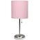 LimeLights 19 1/2"H Stick Table Lamp w/ Light Pink Shade and USB Port