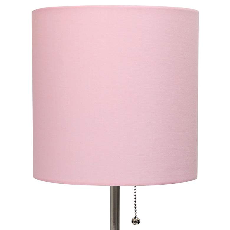 Image 3 LimeLights 19 1/2 inchH Stick Table Lamp w/ Light Pink Shade and USB Port more views