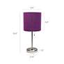LimeLights 19 1/2"H Stick Table Lamp with Purple Shade and USB Port