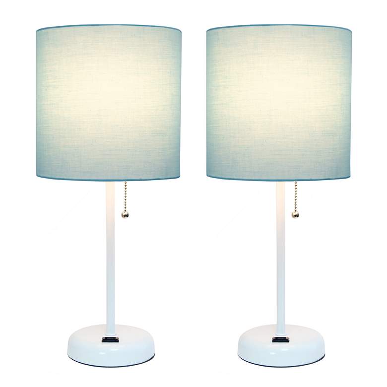 Image 2 LimeLights 19 1/2"H White Aqua Accent Table Lamps Set of 2 more views