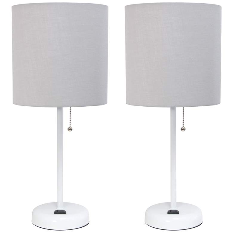 Image 1 LimeLights 19 1/2"H White Metal Accent Table Lamps Set of 2