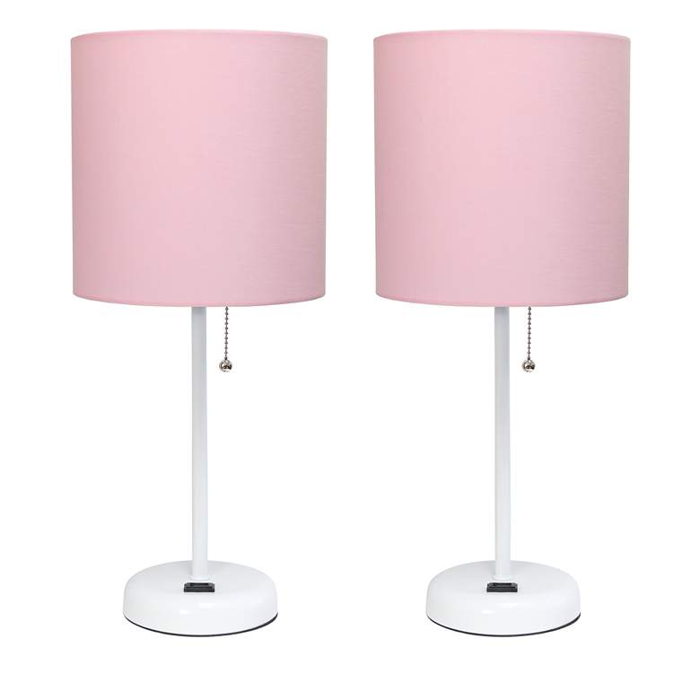 LimeLights 19 1/2&quot;H White Pink Accent Table Lamps Set of 2 more views
