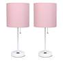LimeLights 19 1/2"H White Pink Accent Table Lamps Set of 2