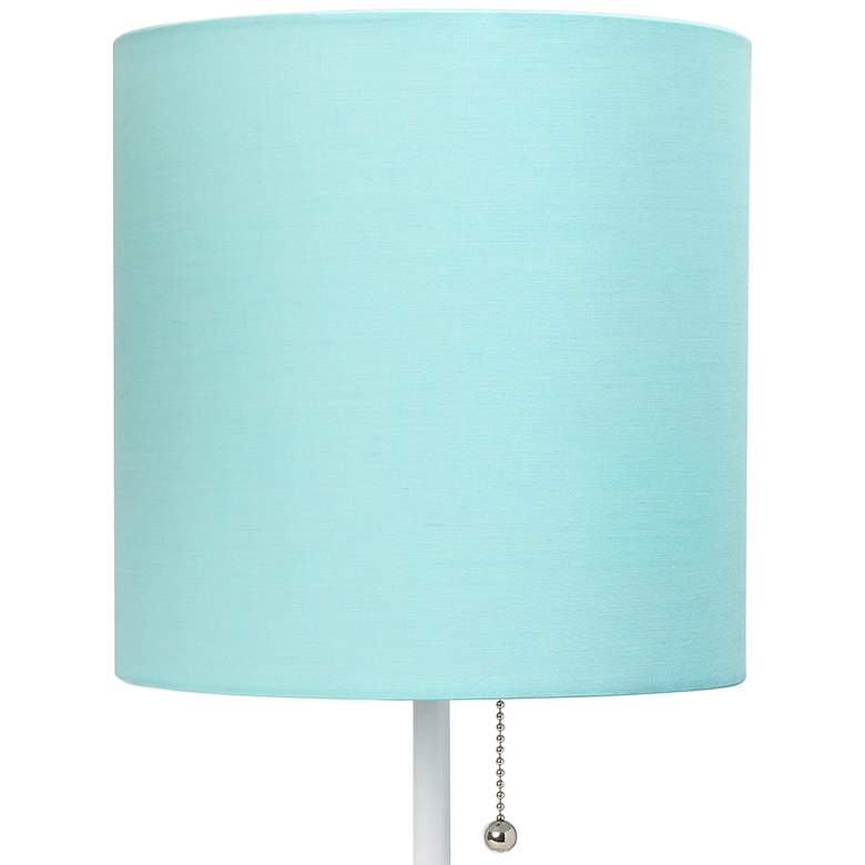 Image 3 LimeLights 19 1/2 inchH White Stick Table Lamp w/ Aqua Shade and USB Port more views