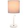 LimeLights 19 1/2"H White Stick Table Lamp w/ Gray Shade and USB Port