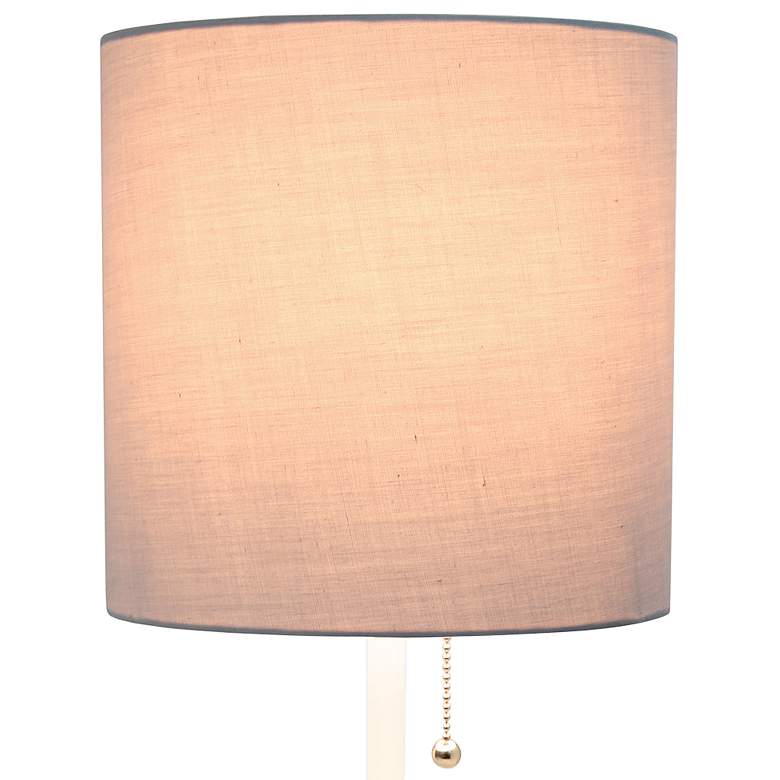 Image 3 LimeLights 19 1/2"H White Stick Table Lamp w/ Gray Shade and USB Port more views