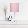 LimeLights 19 1/2"H White Stick Table Lamp w/ Light Pink Shade and USB