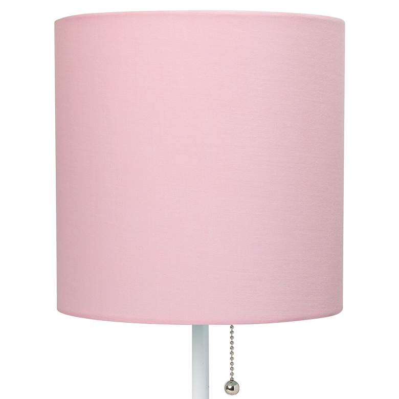 Image 3 LimeLights 19 1/2 inchH White Stick Table Lamp w/ Light Pink Shade and USB more views