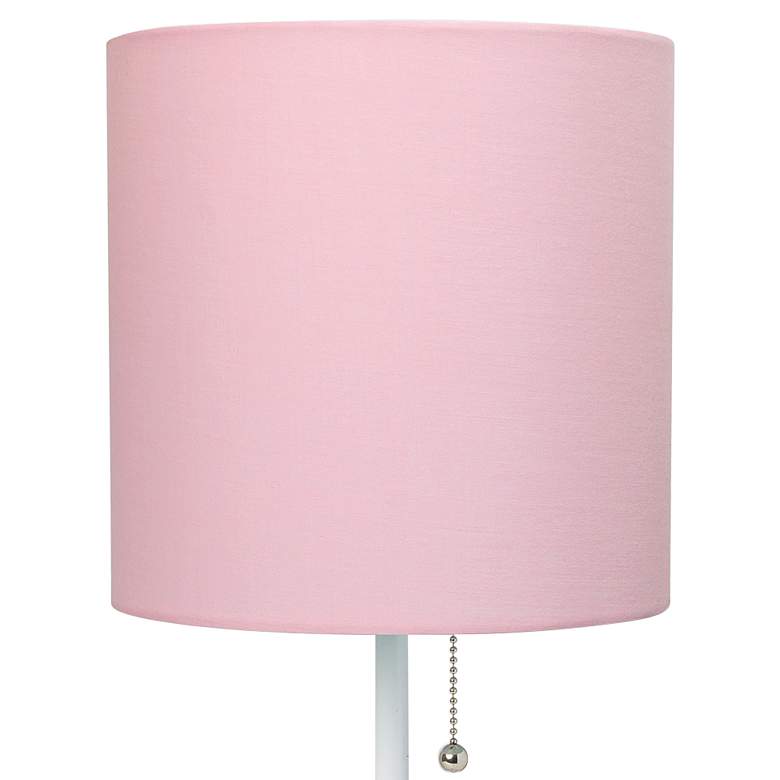 Image 3 LimeLights 19 1/2"H White Stick Table Lamp w/ Light Pink Shade and USB more views