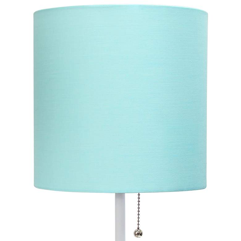 LimeLights 19 1/2&quot;H White Stick Table Lamp with Aqua Shade and Outlet more views