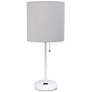 LimeLights 19 1/2"H White Stick Table Lamp with Gray Shade and Outlet