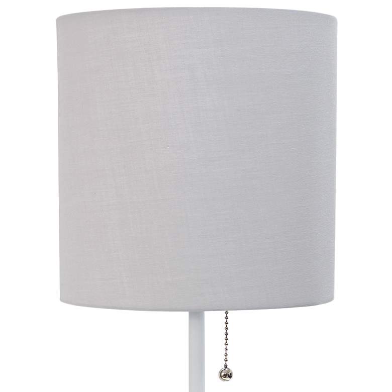 LimeLights 19 1/2&quot;H White Stick Table Lamp with Gray Shade and Outlet more views