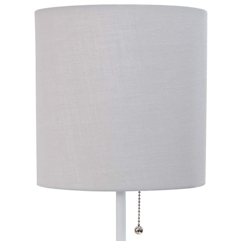 Image 3 LimeLights 19 1/2"H White Stick Table Lamp with Gray Shade and Outlet more views