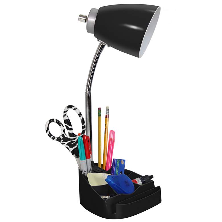 LimeLights Black Gooseneck Organizer Desk Lamp with Outlet more views